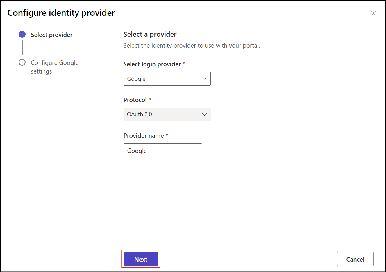 Provider Selection Pane