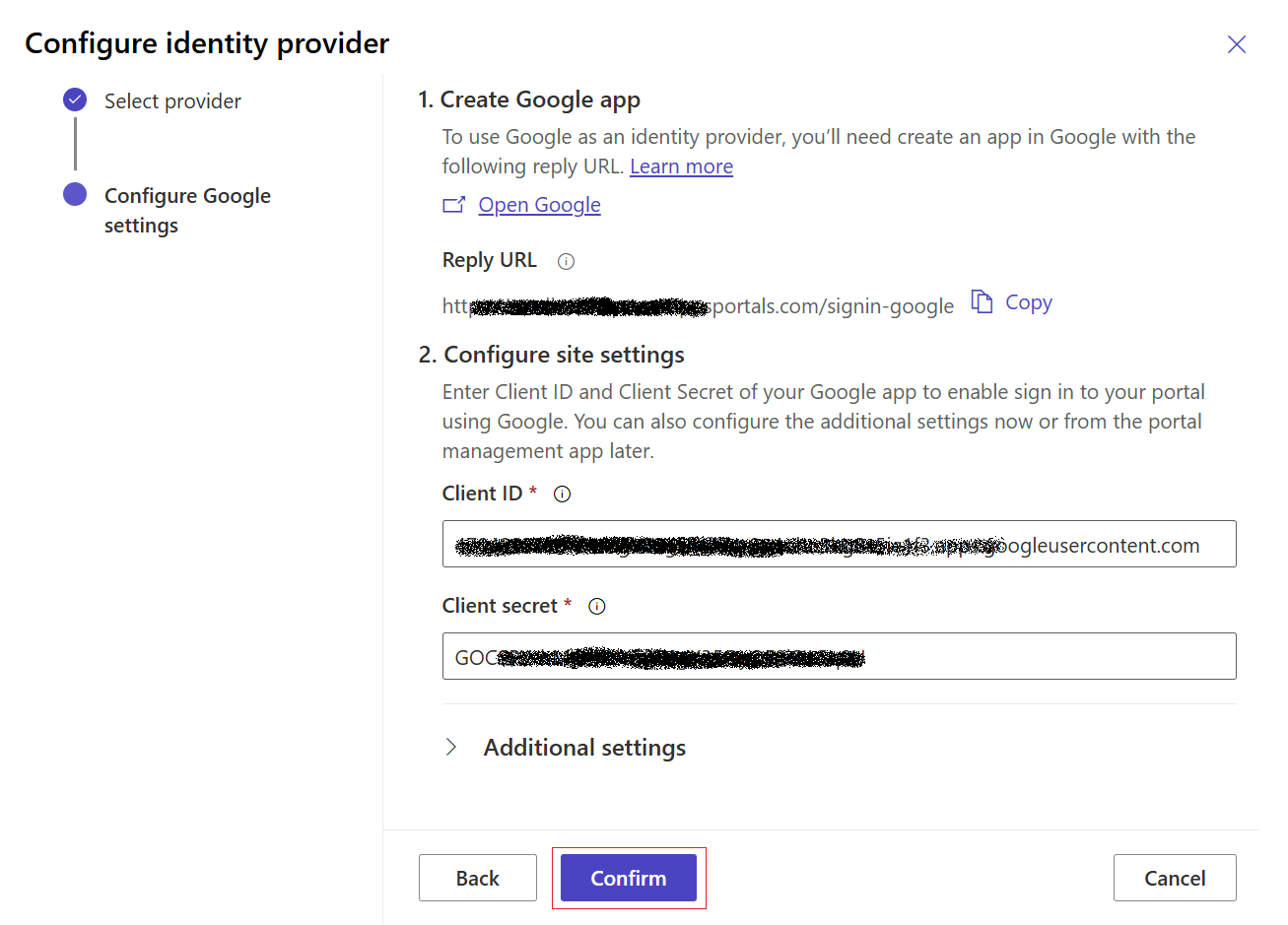 Set Client ID and Secret