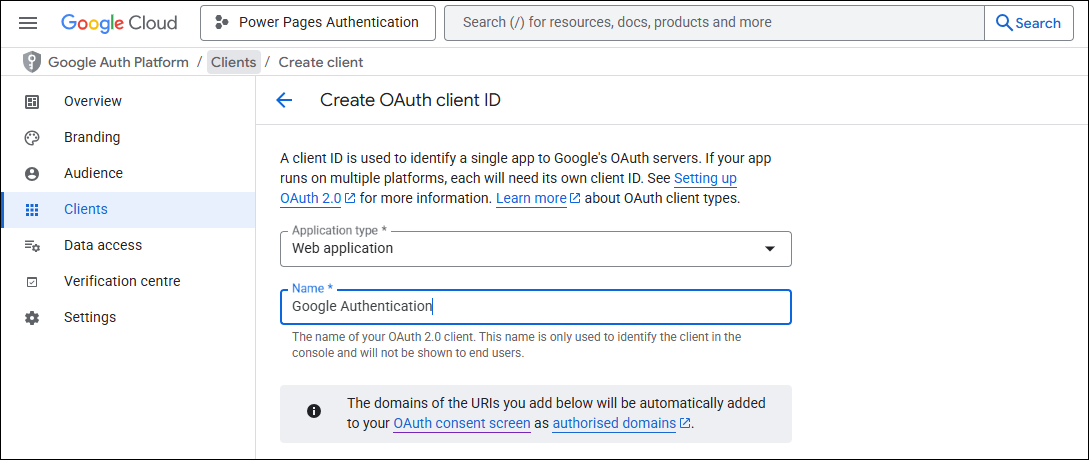 Select OAuth Client